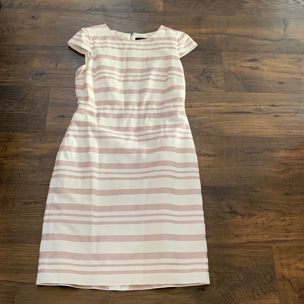 JCrew Suiting Pink Striped Cap Sleeve Shift Dress
